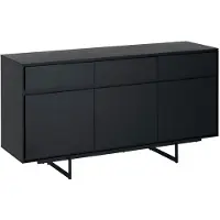 Giga Meubel Sideboard Otoya Schwarz 155 cm - 3 Türen, 3 Schubladen & Metallgestell