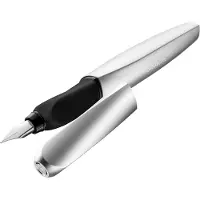 Pelikan Twist P457 Silber M + 1 GTP FS, Silber, Integriertes Befüllsystem, Rundspitze, Edelstahl, Medium, Box