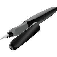 Pelikan Twist P457 Schwarz M + 1GTP FS, Schwarz, Grau, Kartuschenfüllsystem, Schwarz, Rundspitze, Edelstahl, Medium