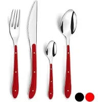 Amefa Besteckset Bistro 1-2-3 (24 pcs) Schwarz Edelstahl: Rot