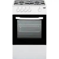 Beko CSG42001FW, Freistehender Herd, Weiß, Drehregler, Weiß, Metall, Vorderseite