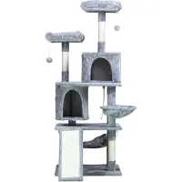 Trekker Kratzbaum Rufus 161cm hoch mit 7 Ebenen, 2 Hütten und Hängematte für Katzen