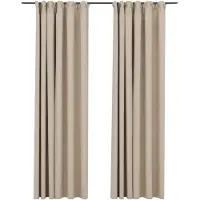 vidaXL Verdunkelungsvorhänge Haken Leinenoptik 2 Stk Beige 140x245 cm
