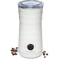Kitchenbrothers Elektrischer Milchaufschäumer – 4-in-1 mit Warmhaltefunktion – 240 ml – Antihaft – Weißer Edelstahl