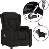 vidaXL Massagesessel Elektrisch Schwarz Stoff