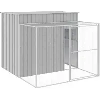 vidaXL Hundehütte mit Auslauf Hellgrau 214x253x181 cm Verzinkter Stahl