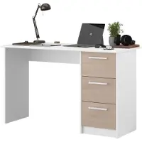 You do it Schreibtisch mit 3 Schubladen – Nachbildung Eiche und Weiß, 121 x 55 x Höhe 74,5 cm