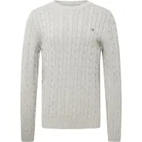 Gant für Herren. 8050601 Grauer Pullover mit Rundhalsausschnitt (M), Lässig, Baumwolle