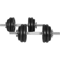Gyronetics Kurzhanteln 30 kg - 2er Set, 25 mm, 4 x 1,25kg, 8 x 2,5kg Gewichte, Hantelscheiben aus Gusseisen, 2 Kurzhantelstangen 43cm mit 4 Sternverschlüssen, gerändelt - Hantelset, Gewichten