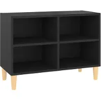 vidaXL TV-Schrank mit Massivholz-Beinen Schwarz 69,5x30x50 cm