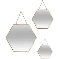 Atmosphera 83725 Hexagonal Mirror Set 3 Units Braun