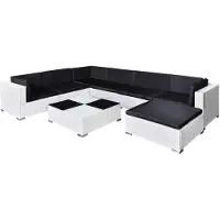 vidaXL 8-tlg. Garten-Lounge-Set mit Auflagen Poly Rattan Weiß