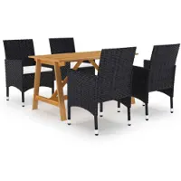 vidaXL 5-tlg. Garten-Essgruppe Schwarz
