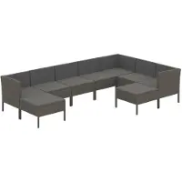 vidaXL 9-tlg Garten-Lounge-Set mit Auflagen Poly Rattan Grau Modell 18