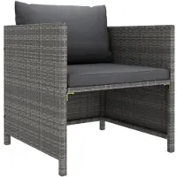vidaXL Gartensofa mit Kissen Grau Poly Rattan