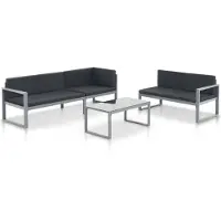 vidaXL 3-tlg. Garten-Lounge-Set mit Kissen Aluminium Schwarz