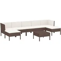 vidaXL 8-tlg Garten-Lounge-Set mit Auflagen Poly Rattan Braun Modell 17