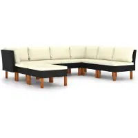 vidaXL 8-tlg. Garten-Lounge-Set mit Kissen Poly Rattan Schwarz