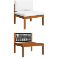 vidaXL Garten-Mittelsofa mit Kissen Holz Akazie & Seil