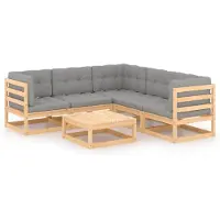 vidaXL 6-tlg. Garten-Lounge-Set mit Kissen Massivholz Kiefer