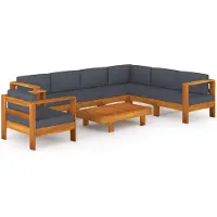 vidaXL 8-tlg. Garten-Lounge-Set mit Dunkelgrauen Auflagen Akazienholz