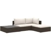 vidaXL 4-tlg. Garten-Lounge-Set mit Auflagen Poly Rattan Braun