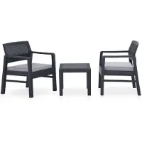 vidaXL 3-tlg. Garten-Lounge-Set mit Auflagen Kunststoff Grau