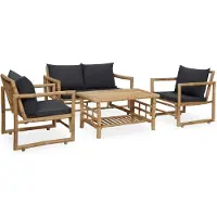 vidaXL 4-tlg. Garten-Lounge-Set mit Auflagen Bambus