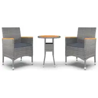vidaXL 3-tlg. Garten-Essgruppe Poly Rattan Grau