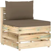 vidaXL Modulares Mittelsofa mit Kissen Grün Imprägniertes Holz