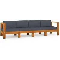 vidaXL 4-Sitzer-Gartensofa mit Dunkelgrauen Auflagen Massivholz Akazie