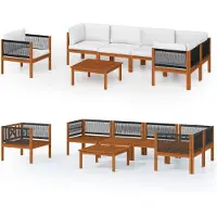 vidaXL 7-teiliges Garten-Lounge-Set mit Kissen Creme 63 x 63 cm