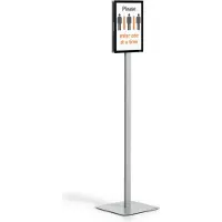Durable Plakatständer Info Stand Basic, A4 Hoch- & Querformat, beidseitig lesbar, 2 DURAFRAME MAGNETIC Inforahmen, inkl. Montageset, Metall