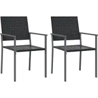 vidaXL Gartenstühle 2 Stk. Schwarz 54x62,5x89 cm Poly Rattan
