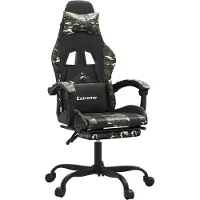 vidaXL Gamingstuhl mit Fußstütze Drehbar Schwarz Tarnfarben Kunstleder