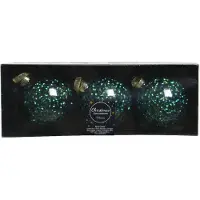 Décoris Weihnachtskugel Glas d8 cm nachtblau 3 Stück