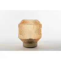 Annas collection Laterne Glas 16 x 17 cm Bernstein mit goldenem Sockel Led Glühbirne 2 (geel;oranje)