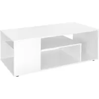 ML-Design Couchtisch in Weiß, 110x50x41 cm, Geräumiger Wohnzimmertisch mit 4 Abstellflächen auf 3 Etagen, Moderner Sofatisch mit viel Stauraum