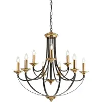 Searchlight Klassischer Kronleuchter Belfry 9-flammig, 78 cm, Bronze mit Gold