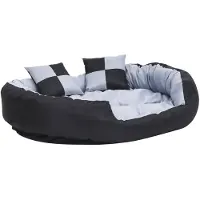 vidaXL Hundekissen Wendbar und Waschbar Grau und Schwarz 110x80x23 cm