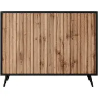 Selsey - Bello Kommode mit Lamellen-Fronten 104 cm schwarz/Wotan Eiche