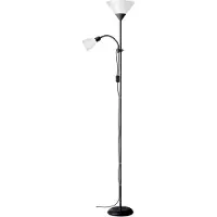 Brilliant Deckenfluter Spari mit Lesearm | funktionelle Standleuchte | schwarz/weiß | 1x E27 max. 60 W & 1x E14 max. 25 W | IP20