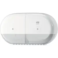 Tork SmartOne Mini Doppelrollenspender, T9, Robuster Toilettenpapierspender aus Kunststoff für Mini Jumbo Rollen, Maße (H x B x L): 22,1 x 15,6 x 39,8 cm, Farbe: weiß