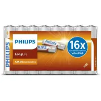 Philips AAA LongLife Batterien - 16 Stück Vorteilspackung - R03 1,5V Zink-Chlorid-Technologie - Für Fernbedienungen, Radios, Uhren und Taschenrechner - Frei von Cadmium und Quecksilber
