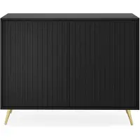 Selsey - Bello, Kommode mit Lamellenfronten, 104 cm breit, schwarz mit goldenen Beinen