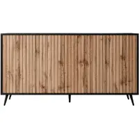 Selsey - Kommode Bello mit Lamellentüren 154 cm schwarz/Wotan Eiche