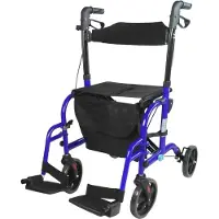 Mobiclinic , Modell Picasso, Rollator und Rollstuhl, 2 in 1 Gehhilfe, Höhenverstellbar, Korb, Sitz, Gehwagen für Senioren, Leichtgewicht, Blau