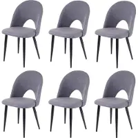 Mendler 6er-Set Esszimmerstuhl MCW-D73, Stuhl Küchenstuhl, Stoff/Textil dunkelgrau