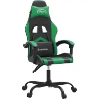 vidaXL Gaming-Stuhl Drehbar Schwarz und Grün Kunstleder