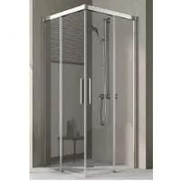 Kermi Eck-Halbteil links Nica C2L 0830x2000, silber hochglanz, ESG klar mit KermiClean NIC2L08320VPK